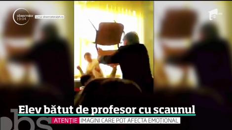 Atac brutal într-o şcoală din România! Un profesor şi-a lovit elevul cu scaunul în cap