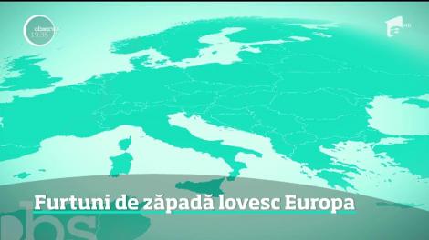 Furtuni de zăpadă lovesc Europa