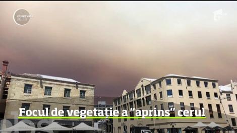 Imagini apocaliptice surprinse în Australia. Un incendiu de vegetaţie din Tazmania a colorat cerul în portocaliu şi roşu