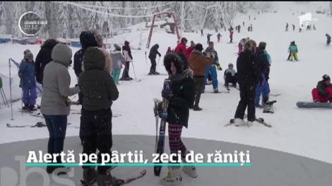 Peste 70 de apeluri de urgenţă au dat alarma pe pârtiile din toată ţara, în doar 24 de ore! Pe schiuri sau pe placă, turiştii s-au accidentat unul după altul