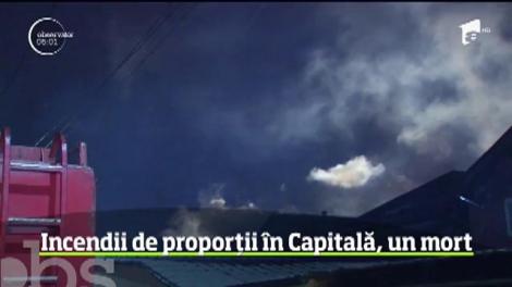 Noapte grea pentru pompierii din Capitală, care au intervenit la două incendii de proporţii. Un bărbat a murit, după ce casa în care locuia a luat foc