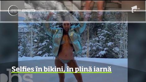 Selfies în bikini, în plină iarnă