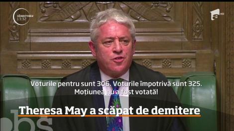 Guvernul Theresei May a supravieţuit, la limită, unui vot de încredere
