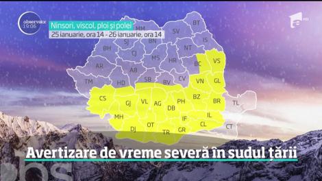 Avertizare de vreme severă în sudul țării