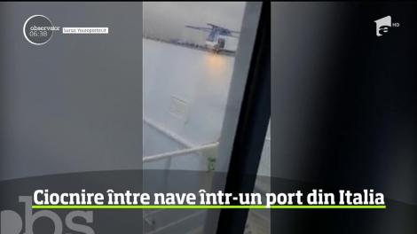 În Marea Mediterană, valurile şi vântul puternic au provocat o coliziune între două feriboturi de mare tonaj, într-un port din insula italiană Sardinia
