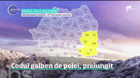 Meteorologii au prelungit codul galben de polei!