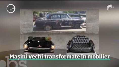 Mașini vechi transformate în piese de mobilier unice