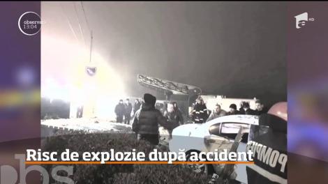 O staţie de alimentare cu gaz lichefiat din Craiova a fost distrusă de un tânăr de 20 de ani, care nu şi-a mai putut stăpâni maşina!
