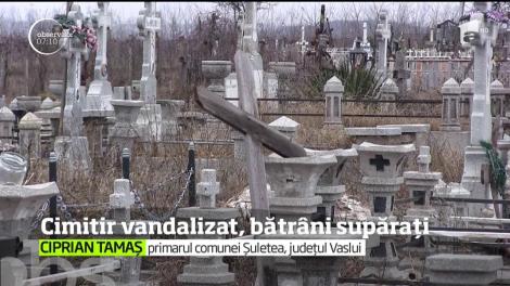 Imagini dezolante într-un cimitir din judeţul Vaslui. Zeci de cruci au fost distruse, iar sătenii, majoritatea bătrâni, sunt îngroziţi de cele întâmplate