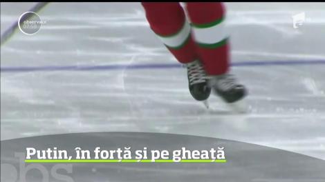Vladimir Putin a făcut flotări pe gheaţă în echipament de hochei