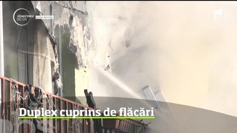 Un incendiu violent a cuprins un apartament pe două niveluri, în localitatea clujeană Floreşti