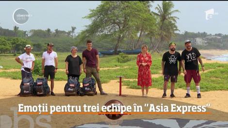 Emoții pentru trei echipe în „Asia Express”. Cursa pentru Ultima Șansă le-a testat forța, echilibrul și...stomacul!