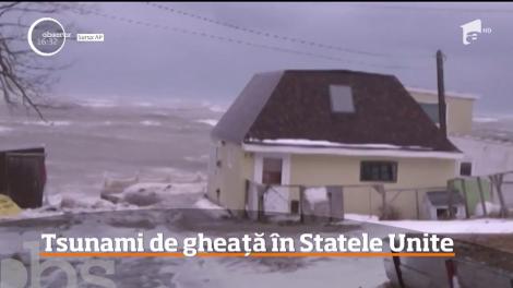 Fenomen spectaculos la graniţa Statelor Unite cu Canada. O furtuna violentă a adus la mal bucăţi uriaşe de gheaţă din lacul Erie şi râul Niagara!