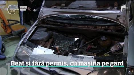 Un şofer beat şi fără permis a ajuns cu maşina pe gardul unei case din sectorul 2