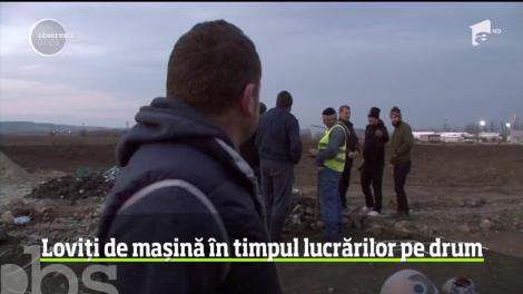 Trei muncitori care lucrau la un drum naţional, în Buzău, au văzut moartea cu ochii după ce un tânăr şofer a acroşat o altă maşină, apoi a ricoşat în ei