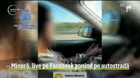 O adolescentă din Spania a fost arestată după ce a condus cu 220 de km pe oră şi a transmis totul live pe Facebook