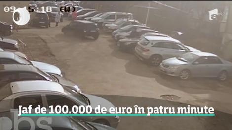 Jaful anului a fost filmat într-o parcare din Suceava! Trei hoţi au furat o sută de mii de euro din autoturismul unui patron de casă de schimb valutar