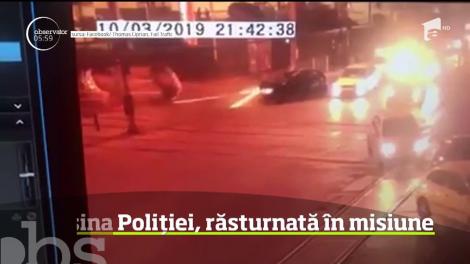 Accident rutier cu maşina poliţiei în cartierul Militari din Capitală