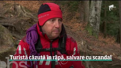 Misiune de salvare cu scandal între jandarmii şi salvamontiştii, după ce o turistă a alunecat într-o râpă