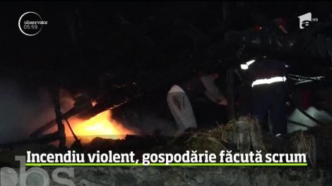 O gospodărie şi două anexe s-au făcut scrum într-o localitate din Gorj
