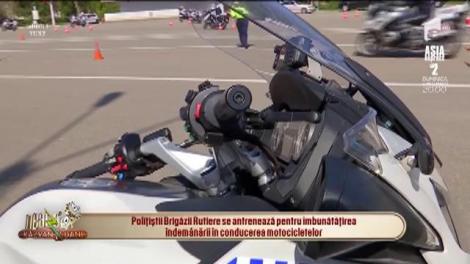 Polițiștii Brigăzii Rutiere, antrenament pe două roți: O motocicletă are 300 de kilograme