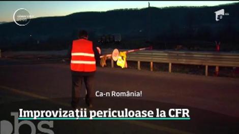 Improvizație revoltătoare marca CFR. O bariera de cale ferată a fost semnalizată cu o vestă reflectorizantă!