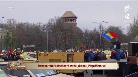 Transportatorii continuă protestele în Piața Victoriei! Vor fi restricţii de trafic în intervalul orar 6:30-15:00