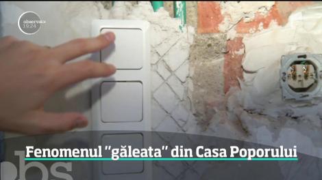 Fenomenul "găleata" în Casa Poporului. Clădirea are tavanul ciuruit şi este plin de infiltraţii