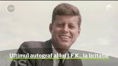 Ultimul autograf acordat de JF Kennedy, scos la licitaţie