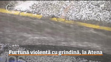 Imagini înfricoşătoare în capitală Greciei, Atena a fost lovită de o furtună însoţită de grindină