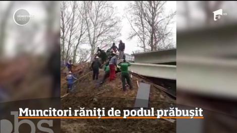 O traversă a unui pod din Gorj s-a prăbuşit peste mai mulţi muncitori