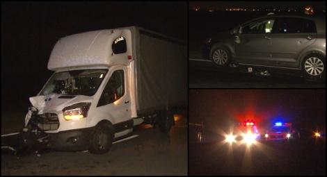 Accident grav pe DN1 cu doi morți! Bărbații schimbau o roată când au fost zdrobiți de o dubă