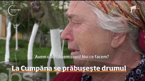 Alertă pe malul Canalului Dunărea-Marea Neagră, după ce drumul care străbate localitatea Cumpăna a început să se rupă