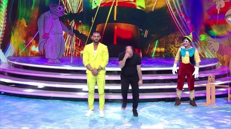 Masca Pinocchio. Tudor de la Fly Project și Paula Chirilă trebuie să recunoască o melodie mimată de Romică Țociu