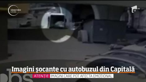 Au apărut imagini şocante cu momentul în care un autobuz scăpat de sub control loveşte maşini, în București