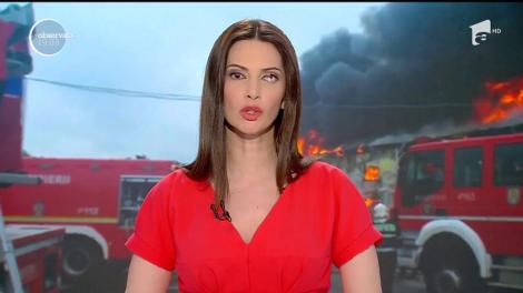 Un incendiu violent la un depozit comercial a declanşat alarma la câţiva kilometri de Bucureşti