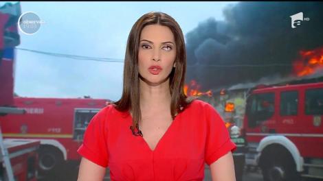 Un incendiu violent la un depozit comercial a declanşat alarma la câţiva kilometri de Bucureşti