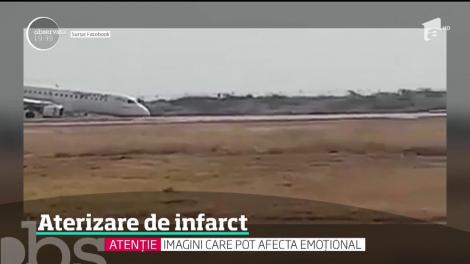 A fost momente groaznice pentru 89 de oameni aflaţi la bordul unui avion din Myanmar. Aparatul de zbor loveşte pista cu partea din faţă.