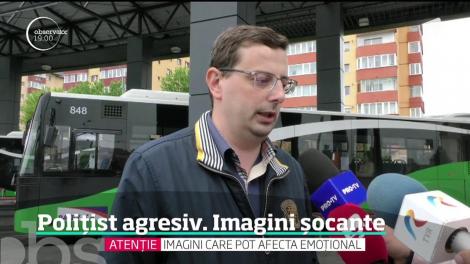 Un polițist a bătut un șofer de autobuz! După o singură lovitură, bărbatul a căzut ca secerat - Video