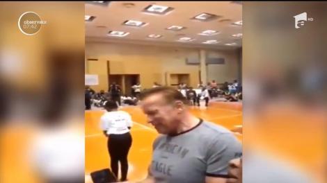 Arnold Schwarzenegger, atacat cu o lovitură de kung-fu