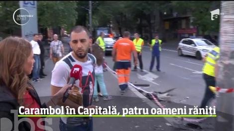 Carambol violent pe un bulevard din sectorul 2 al Capitalei. Patru persoane au ajuns la spital şi cinci maşini au fost serios avariate