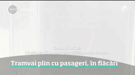 Tramvai plin cu pasageri, în flăcări! Incidentul a avut loc într-o zonă extrem de aglomerată a Capitalei