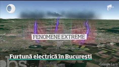 O furtună electrică a lovit Capitala! ANM avertizează: Fenomenele extreme se pot repeta oricând, în următoarele zile