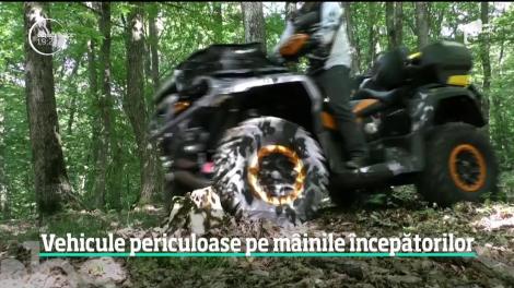 Vehicule periculoase pe mâinile începătorilor. Un bărbat a fost la un pas să-şi rupă coloana vertebrală, într-un accident de ATV