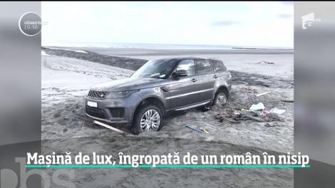 Tupeu românesc în Belgia. A intrat cu un bolid de lux pe plajă și s-a afundat în nisip: Poliția a adus buldozerul