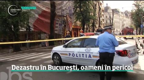 O schelă amplasată pe un imobil din centrul Capitalei s-a prăbuşit din cauza vântului