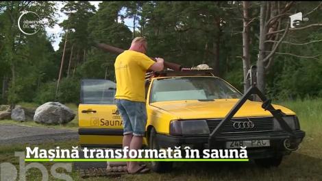 Creativitatea unui estonian nu are limite. A reuşit să-şi transforme maşina într-o saună mobilă şi să câştige şi bani