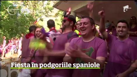 În nordul Spaniei, mii de oameni au participat la bătaia anuală cu vin