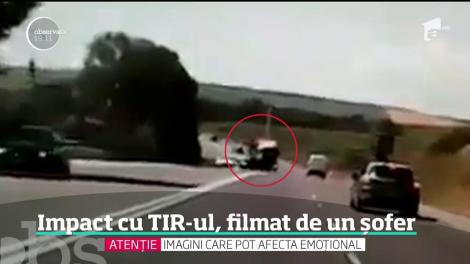 O fracţiune de secundă şi inspiraţia de moment i-au salvat viaţa unui şofer care s-a trezit cu un TIR în faţă, pe o şosea din Cluj