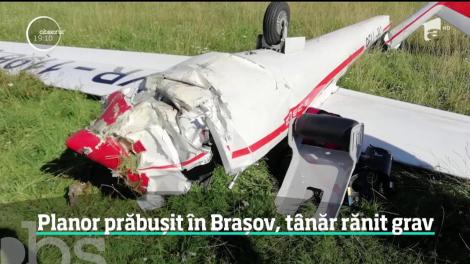 Planor prăbuşit pe Aerodromul Sânpetru, din judeţul Braşov. O persoană rănită grav